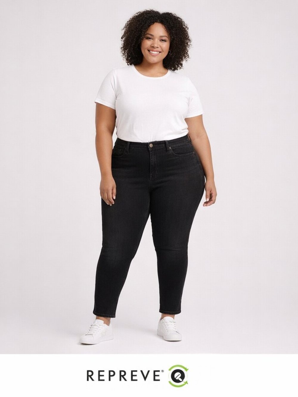 Repreve Dip Mid Rise Women's Skinny Shaping Pull-on Jeans, Sz 16 Black